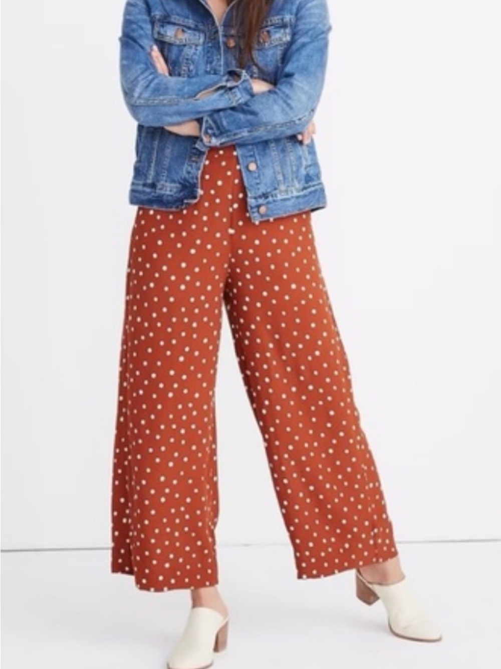Madewell Rust Terra cotta brown Polka Dot Elastic Waist Flowy Pants M